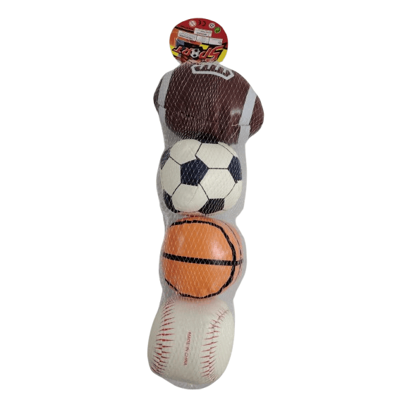 4-Piece All-Star Sports Ball Set – Mini Soccer, Basketball, Football, and Baseball Pack for Kids