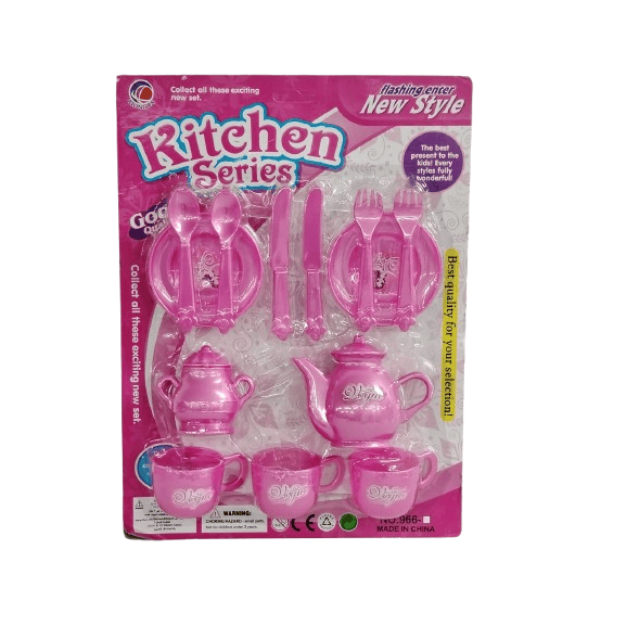 Kitchen Series Pink Tea Party Set – 13-Piece Elegant Dining & Tea Service for Kids