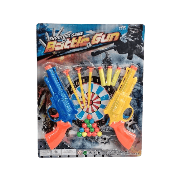 Battle Gun Ultimate Shooting Game Set – 2 Player Combat Kit with Target Board & Multi-Ammo Darts