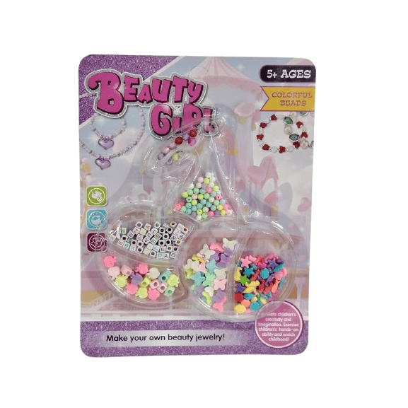 Beauty Girl DIY Jewelry Making Kit – Colorful Beads, Letters & Charms Set for Kids