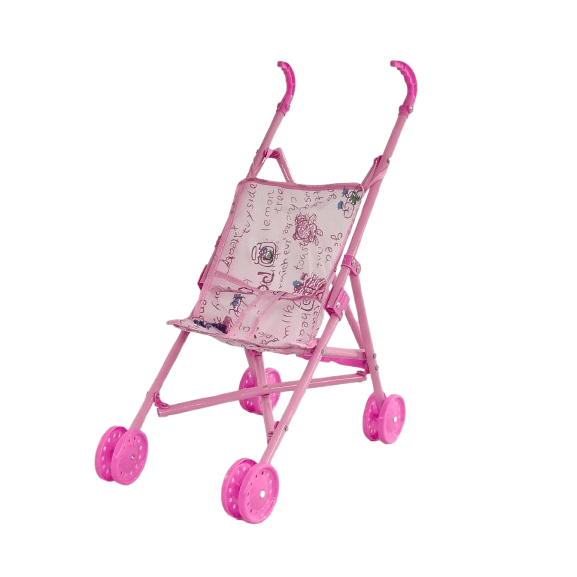 My First Doll Stroller – Lightweight Folding Toy Carriage with Floral Seat for Toddlers