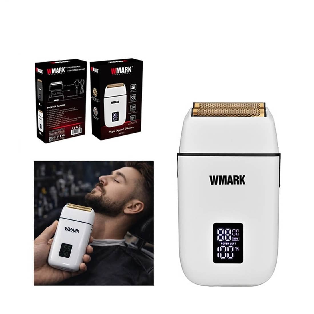 WMARK NG-7985 Professional High-Speed Shaver – Intelligent Digital Display & Dual Gold-Foil Head
