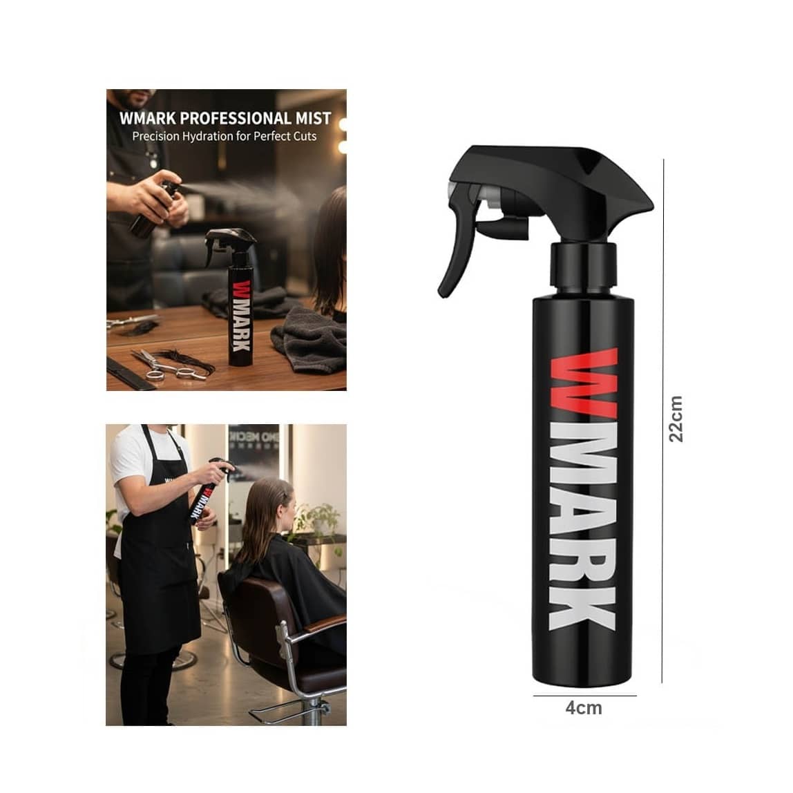 WMARK Professional Fine Mist Spray Bottle – 190ml High-Pressure Salon Atomizer