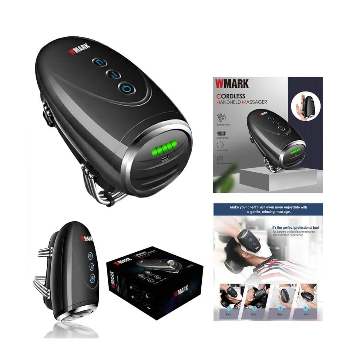 WMARK NG-SM001 Cordless Handheld Massager – Professional Barber Tool with 2 Vibration Modes