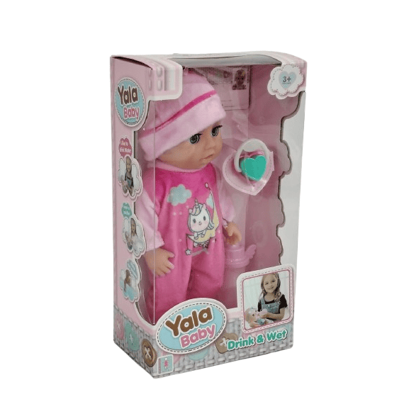 Yala Baby Drink & Wet Interactive Doll Set – Realistic Nurturing Play with Feeding Bottle & Pacifier