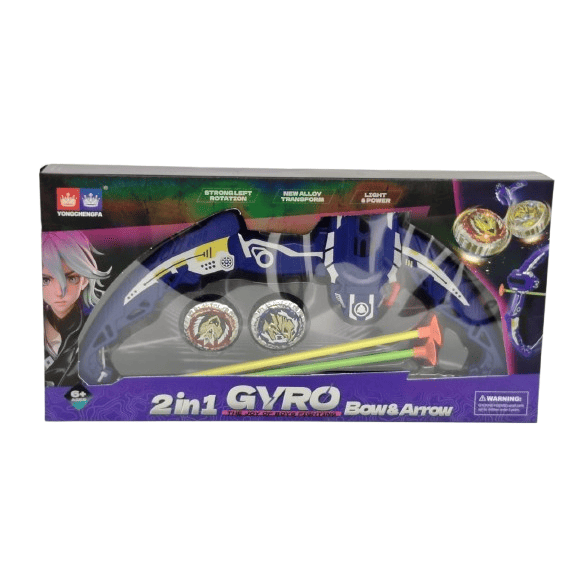 2-in-1 Battle Gyro & Bow and Arrow Set – Advanced Bow Launcher with Spinning Tops & Suction Arrows