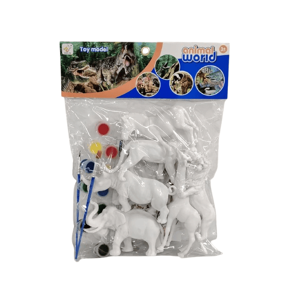 Paint Your Own Wildlife Animal World – DIY Arts & Crafts Kit with 6 White Figures, Paints, and Brushes