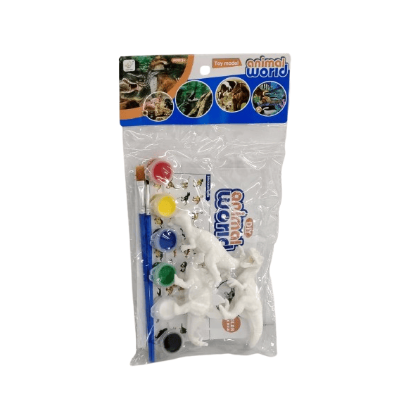 DIY Paint Your Own Dinosaur World – Creative Arts & Crafts Kit with 3 White Dino Figures, Paints, and Brushes