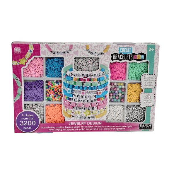Bands Lovely ABC Bracelet Maker Kit – Mega Set with 3200+ Beads, Letter Charms & Clay Disks for Jewelry Design