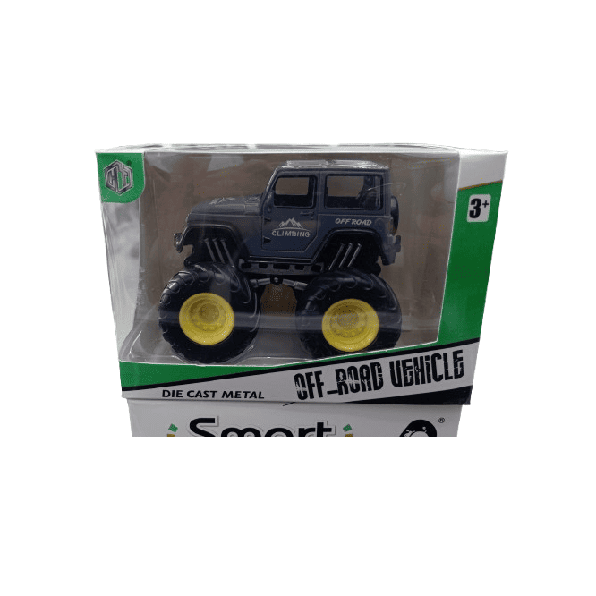 Die-Cast Metal Off-Road Monster Truck – High-Chassis Climbing Jeep with Oversized Rubber Tires