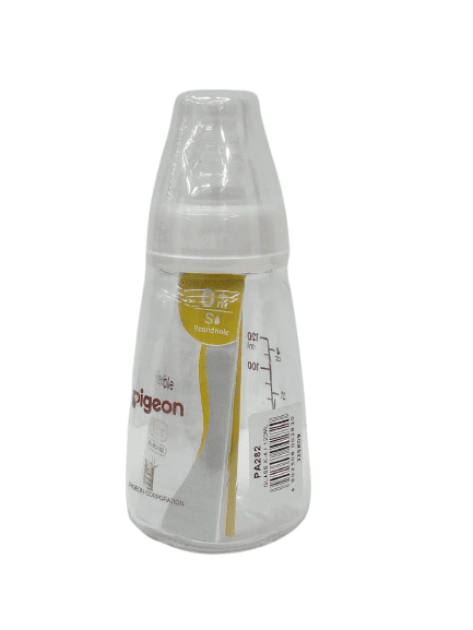 Pigeon Flexible Baby Feeding Bottle – Standard Neck Bottle with Silicone Nipple Size S (0+ Months, Measurement Scale)