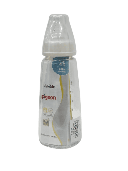 Pigeon Flexible Baby Feeding Bottle – Standard Neck Bottle with Silicone Nipple Size M (4+ Months)..