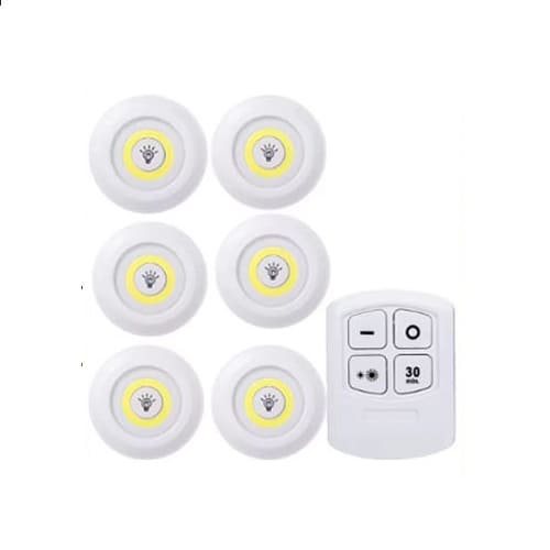 6pcs Wireless LED Touch Lights with Remote Control – Battery Operated Cabinet and Closet Lighting Set (OMD-68)