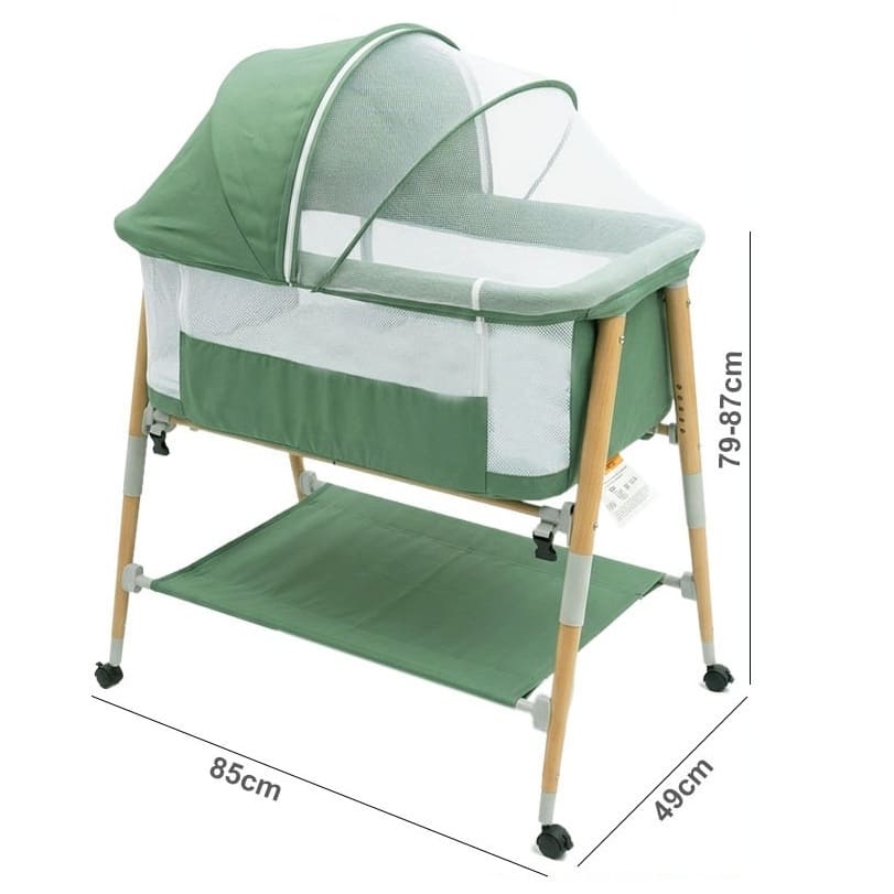 Bedside Sleeper Baby Bed Portable Folding Crib with Storage Shelf and Mosquito Net (BD360-05)