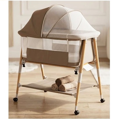 Bedside Sleeper Baby Bed Portable Folding Crib with Storage Shelf and Mosquito Net (BD360-05)