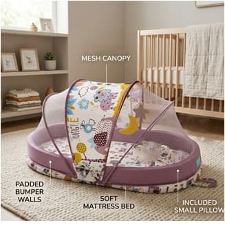 Foldable Travel Baby Nest Lounger with Mosquito Net Portable Baby Bed for Indoor and Outdoor Use (SS156-03)