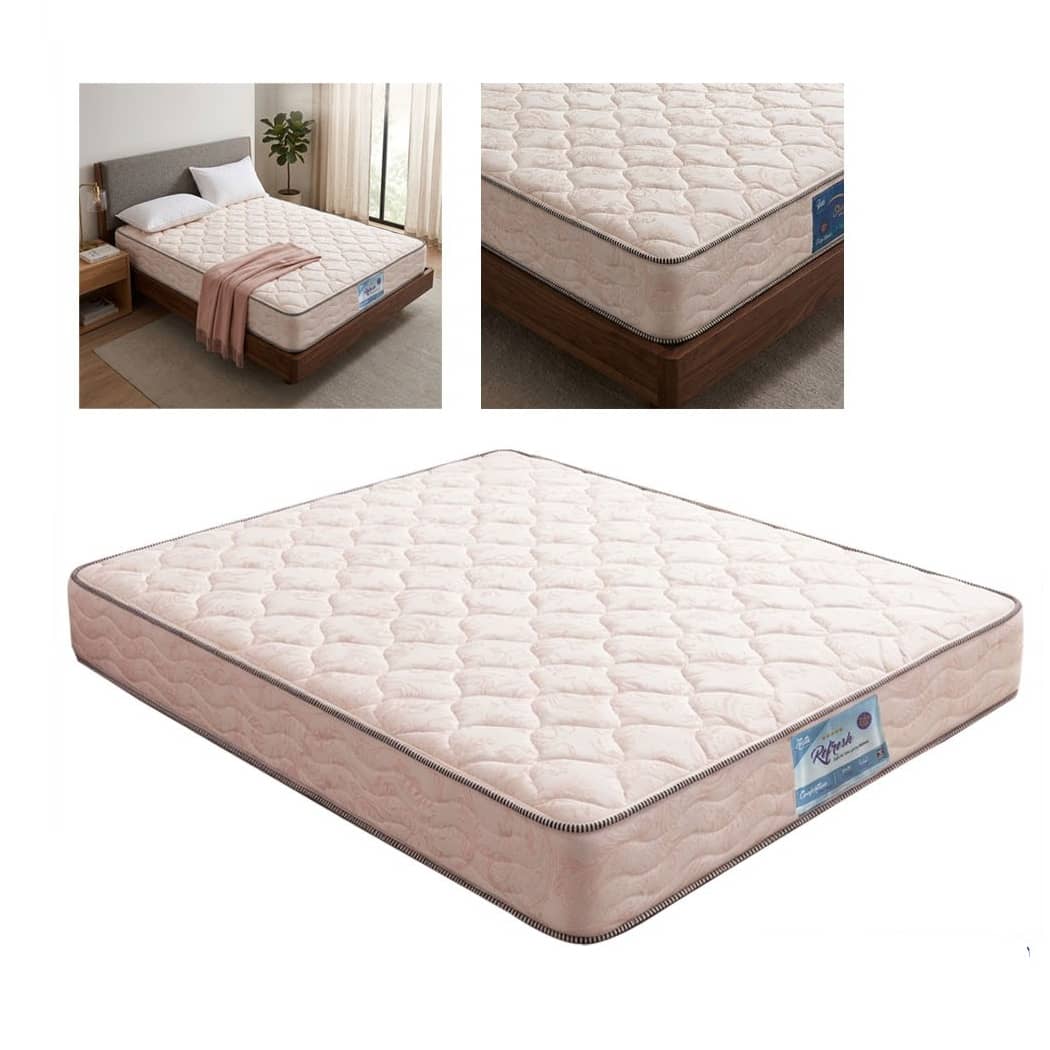Refresh Bonnel Spring Mattress with Quilted Comfort Layer and Supportive Sleep Design 200 × 200 × 22 cm (ZA-M01)