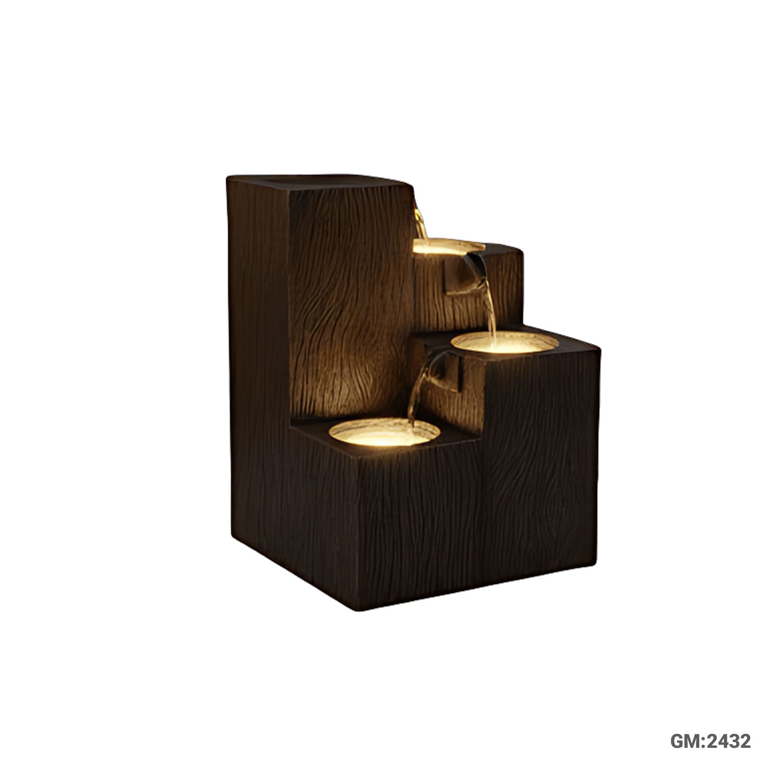 floor rock design waterfall fountain with led lights"2437a"