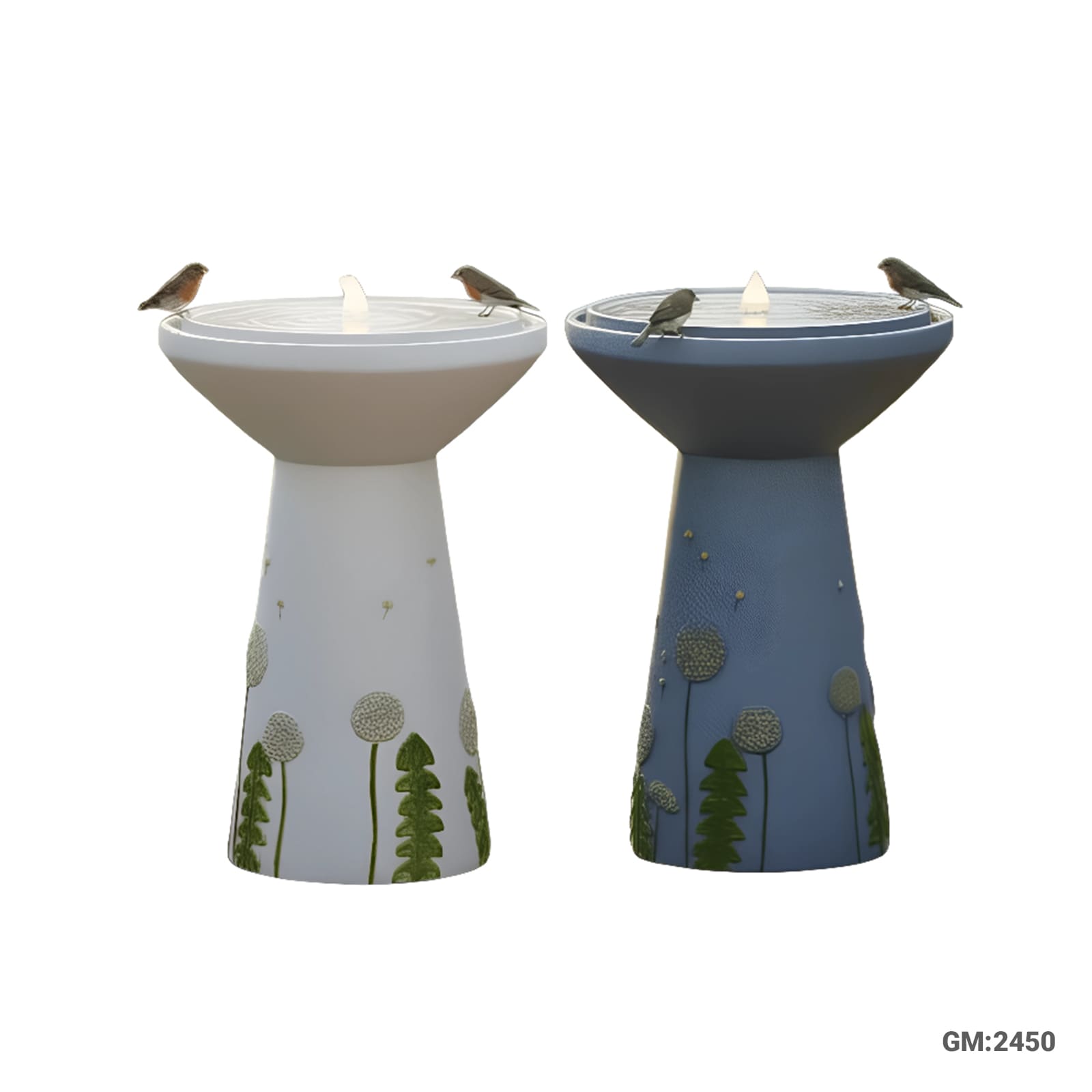Bird Bath Waterfall Fountain with LED Light for Home Garden "2450"