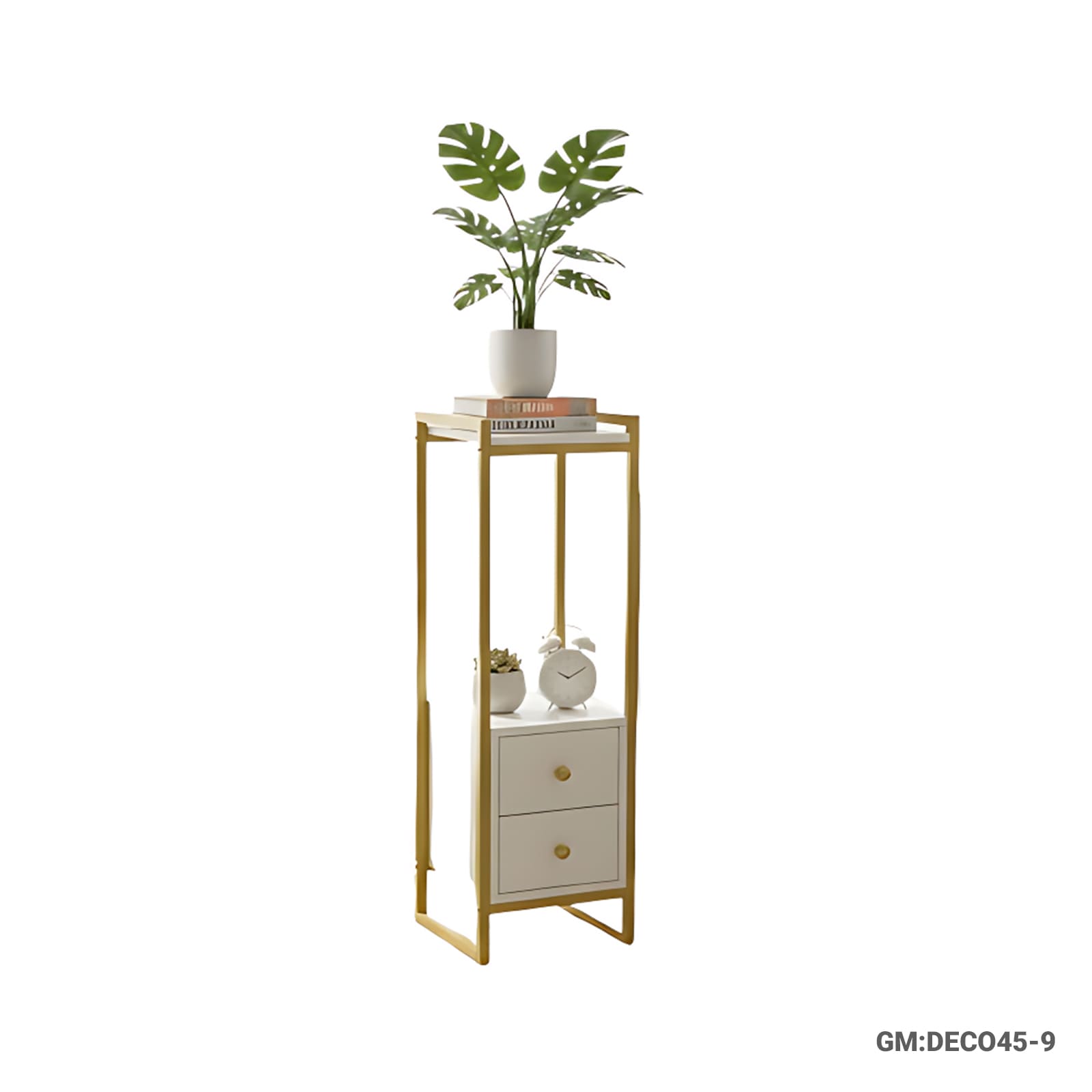 Iron Home Decorative Flowers Pot & Book Shelf Stand with Drawers – DECO45-9